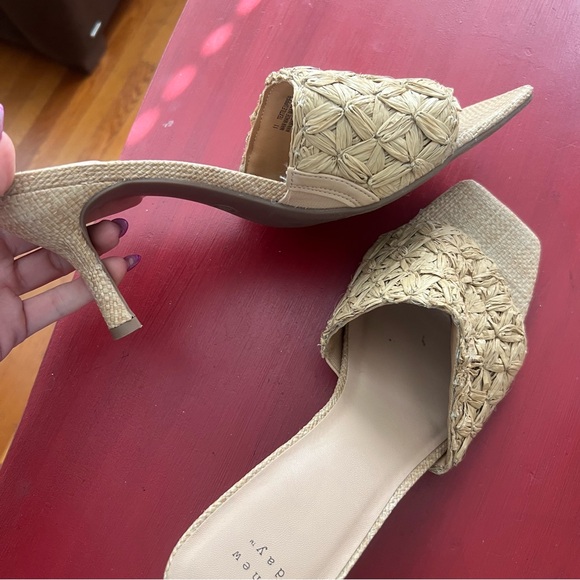 A New Day Ayla Raffia slide heels woven 11 EUC tan - Picture 5 of 5